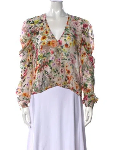 Pre-owned Generation Love Silk Floral Print Blouse In Neutral