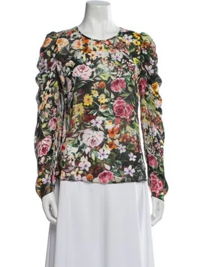 Pre-owned Generation Love Silk Floral Print Blouse In White