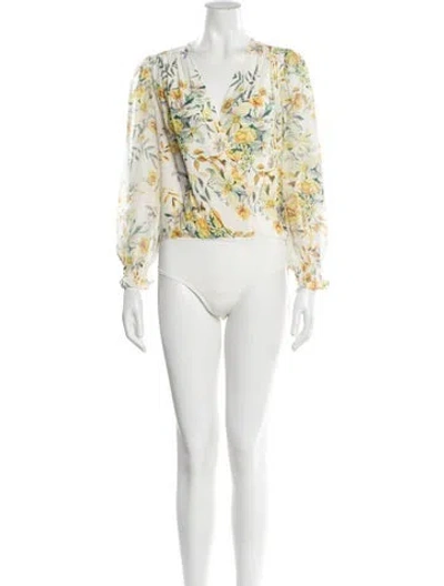 Pre-owned Generation Love Silk Floral Print Bodysuit In Multi