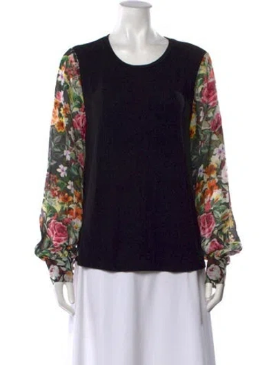 Pre-owned Generation Love Silk Floral Print Top In Black