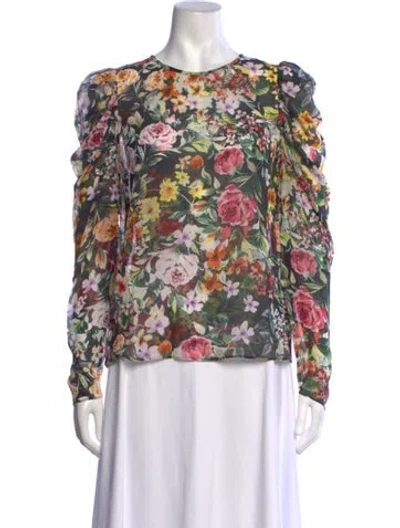 Pre-owned Generation Love Silk Floral Print Top In Neutrals