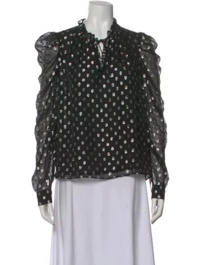 Pre-owned Generation Love Silk Graphic Print Blouse In Black