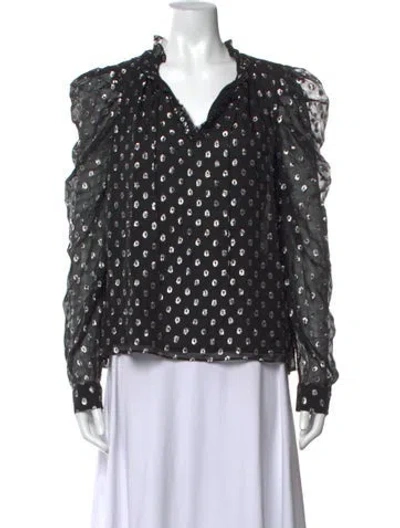 Pre-owned Generation Love Silk Graphic Print Blouse In Black/silver