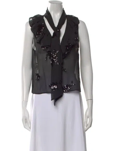 Pre-owned Generation Love Silk Graphic Print Top In Black