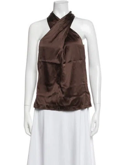 Pre-owned Generation Love Silk Halterneck Top In Brown