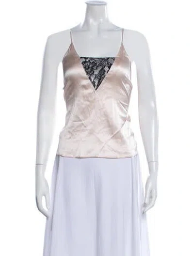 Pre-owned Generation Love Silk Lace Pattern Top In White