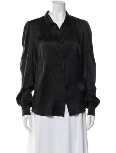 Pre-owned Generation Love Silk Long Sleeve Blouse In Black