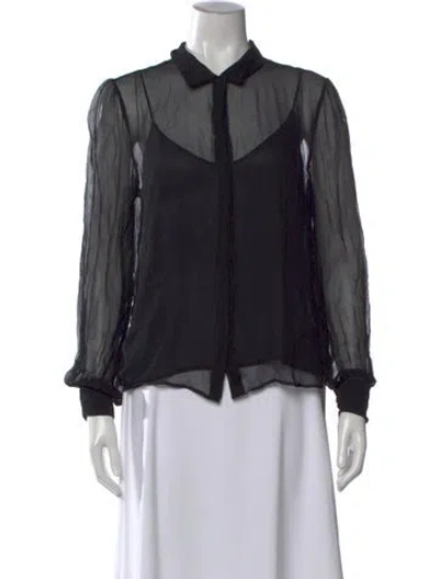 Pre-owned Generation Love Silk Long Sleeve Blouse In Black