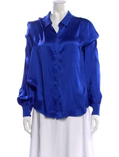 Pre-owned Generation Love Silk Long Sleeve Blouse In Blue