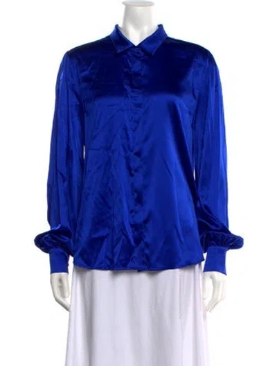 Pre-owned Generation Love Silk Long Sleeve Blouse In Blue