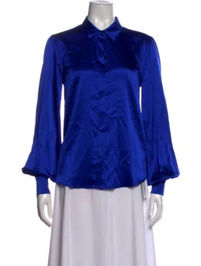 Pre-owned Generation Love Silk Long Sleeve Blouse In Blue