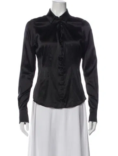 Pre-owned Generation Love Silk Long Sleeve Blouse In Gray