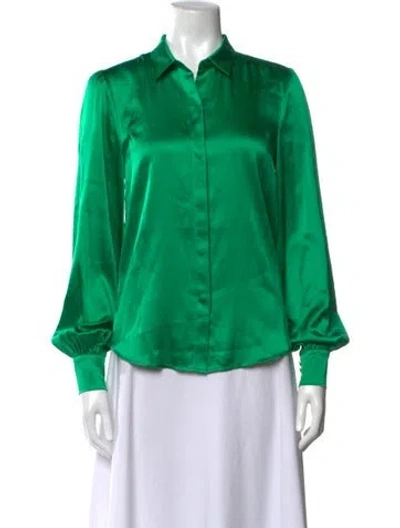 Pre-owned Generation Love Silk Long Sleeve Blouse In Green