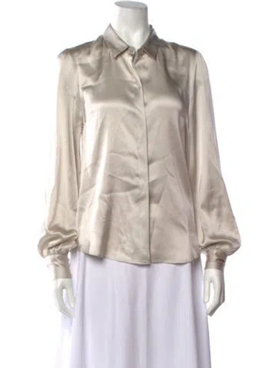 Pre-owned Generation Love Silk Long Sleeve Blouse In Neutrals