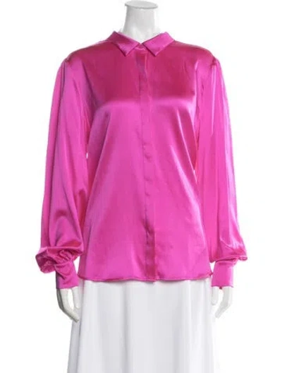 Pre-owned Generation Love Silk Long Sleeve Blouse In Pink
