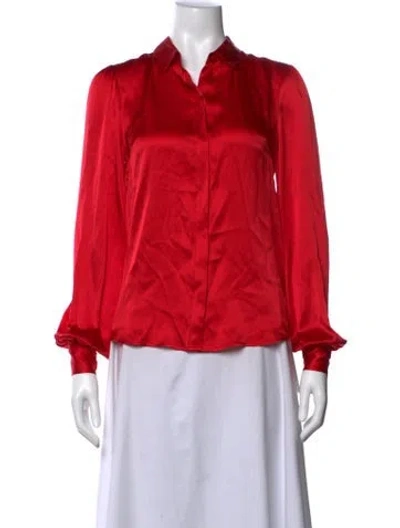 Pre-owned Generation Love Silk Long Sleeve Blouse In Red