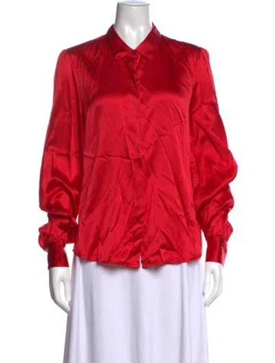 Pre-owned Generation Love Silk Long Sleeve Blouse In Red