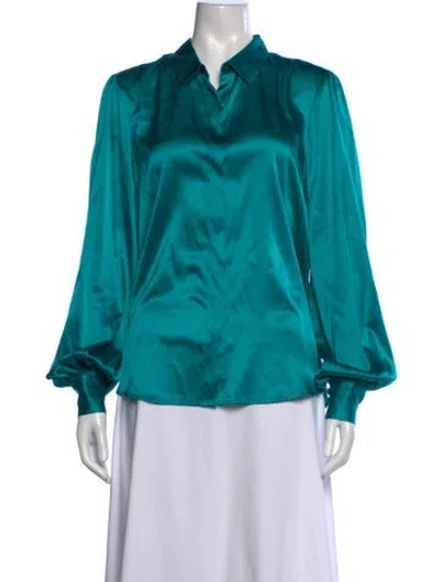 Pre-owned Generation Love Silk Long Sleeve Blouse W/ Tags In Blue