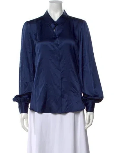 Pre-owned Generation Love Silk Long Sleeve Blouse W/ Tags In Blue