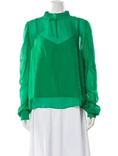 Pre-owned Generation Love Silk Long Sleeve Blouse W/ Tags In Green
