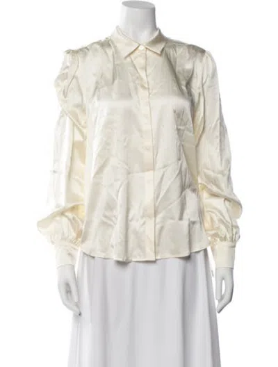 Pre-owned Generation Love Silk Long Sleeve Blouse W/ Tags In Neutrals