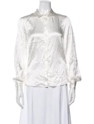 Pre-owned Generation Love Silk Long Sleeve Blouse In White