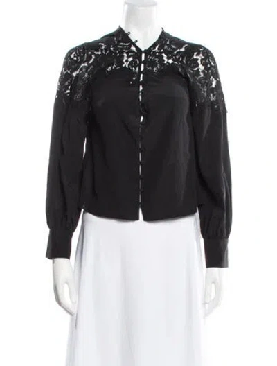 Pre-owned Generation Love Silk Long Sleeve Button-up Top In Gray