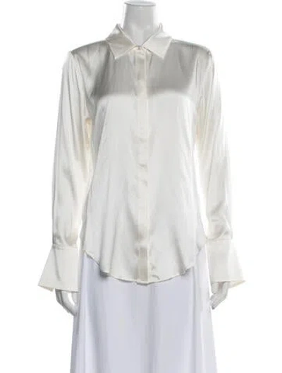 Pre-owned Generation Love Silk Long Sleeve Button-up Top W/ Tags In Neutrals
