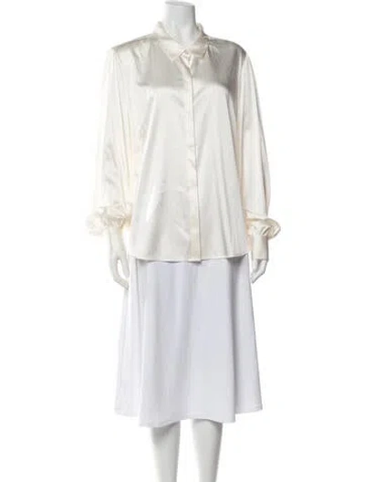 Pre-owned Generation Love Silk Long Sleeve Button-up Top W/ Tags In White