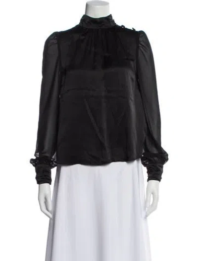 Pre-owned Generation Love Silk Mock Neck Blouse In Gray