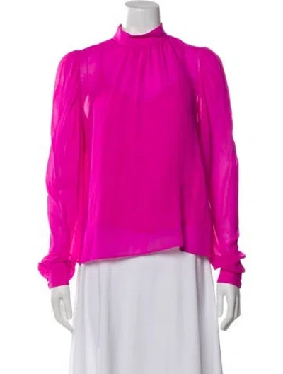 Pre-owned Generation Love Silk Mock Neck Blouse In Purple