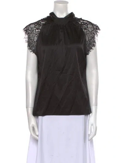 Pre-owned Generation Love Silk Mock Neck Top In Black
