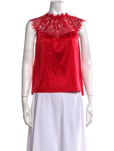 Pre-owned Generation Love Silk Mock Neck Top In Red
