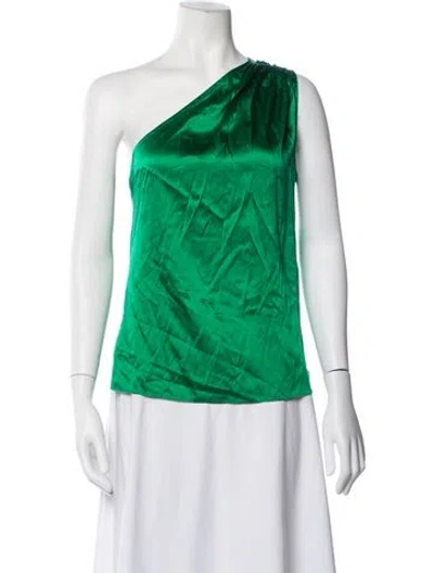 Pre-owned Generation Love Silk One-shoulder Blouse In Green