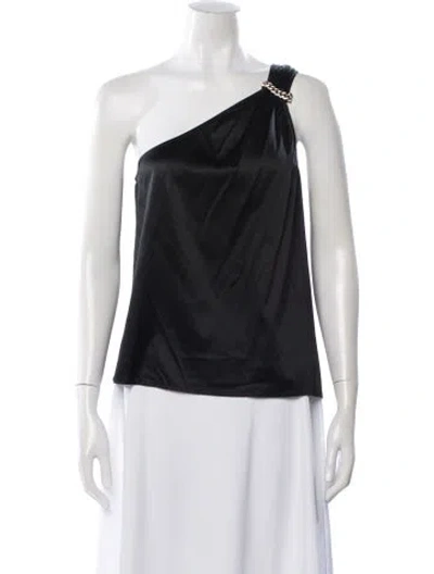 Pre-owned Generation Love Silk One-shoulder Top In Black