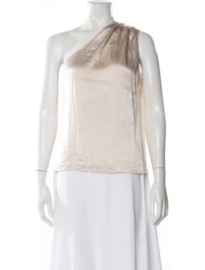 Pre-owned Generation Love Silk One-shoulder Top In Neutral
