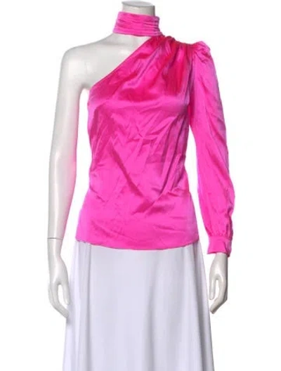 Pre-owned Generation Love Silk One-shoulder Top In Pink