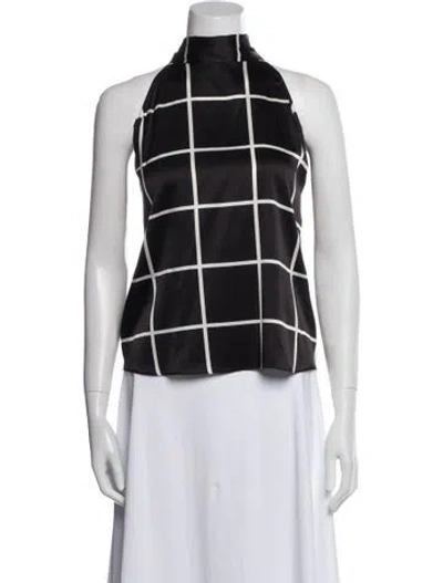 Pre-owned Generation Love Silk Plaid Print Top In Black