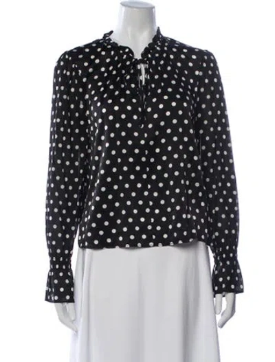 Pre-owned Generation Love Silk Polka Dot Print Blouse In Blue