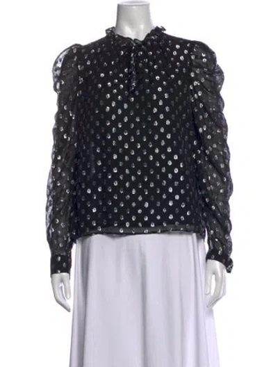 Pre-owned Generation Love Silk Polka Dot Print Blouse W/ Tags In Black