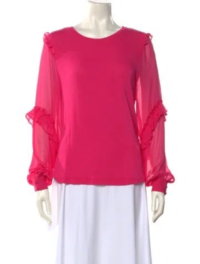 Pre-owned Generation Love Silk Scoop Neck Blouse In Pink
