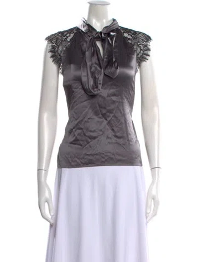 Pre-owned Generation Love Silk Tie Neck Blouse In Black