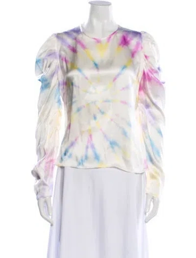 Pre-owned Generation Love Silk Tie-dye Print Top In White