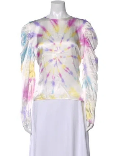Pre-owned Generation Love Silk Tie-dye Print Top In White