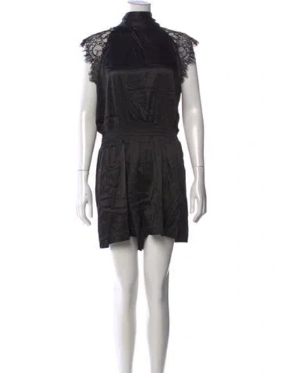 Pre-owned Generation Love Silk Turtleneck Romper In Black