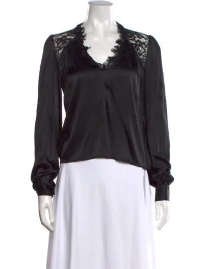 Pre-owned Generation Love Silk V-neck Blouse In Black