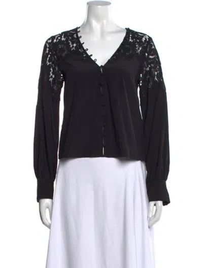 Pre-owned Generation Love Silk V-neck Blouse In Black