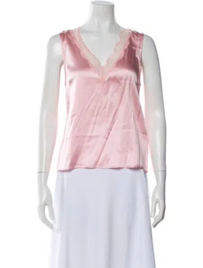 Pre-owned Generation Love Silk V-neck Blouse In Pink