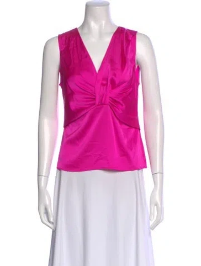Pre-owned Generation Love Silk V-neck Blouse In Pink