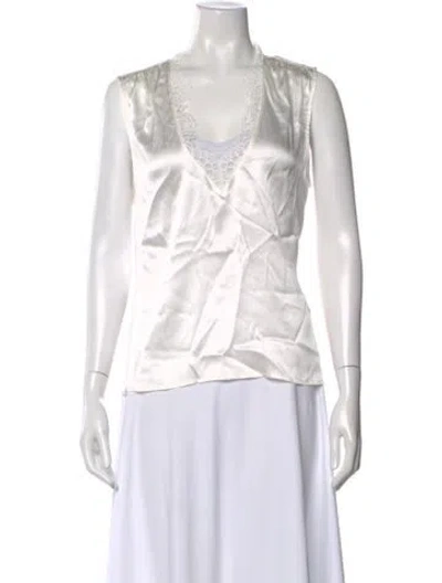 Pre-owned Generation Love Silk V-neck Blouse W/ Tags In White